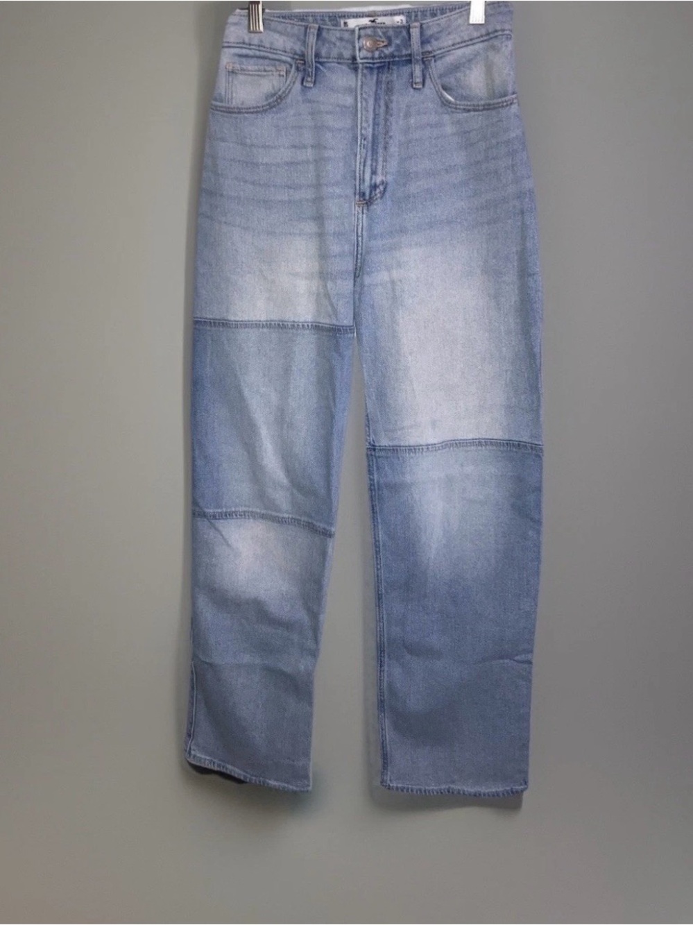 Hollister Curvy Ultra High Rise Patch Dad Jeans Lt Wash Hippie Retro Boho Sz 3S